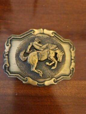 Vintage Rodeo Brass Belt Buckle Brass Finish